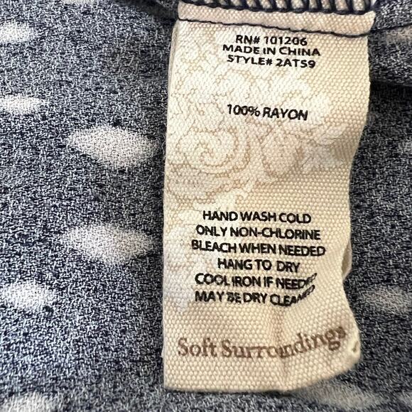 Soft Surroundings Womens Button Front Poet Tunic XL Navy Cream Diamond Print - Picture 6 of 6